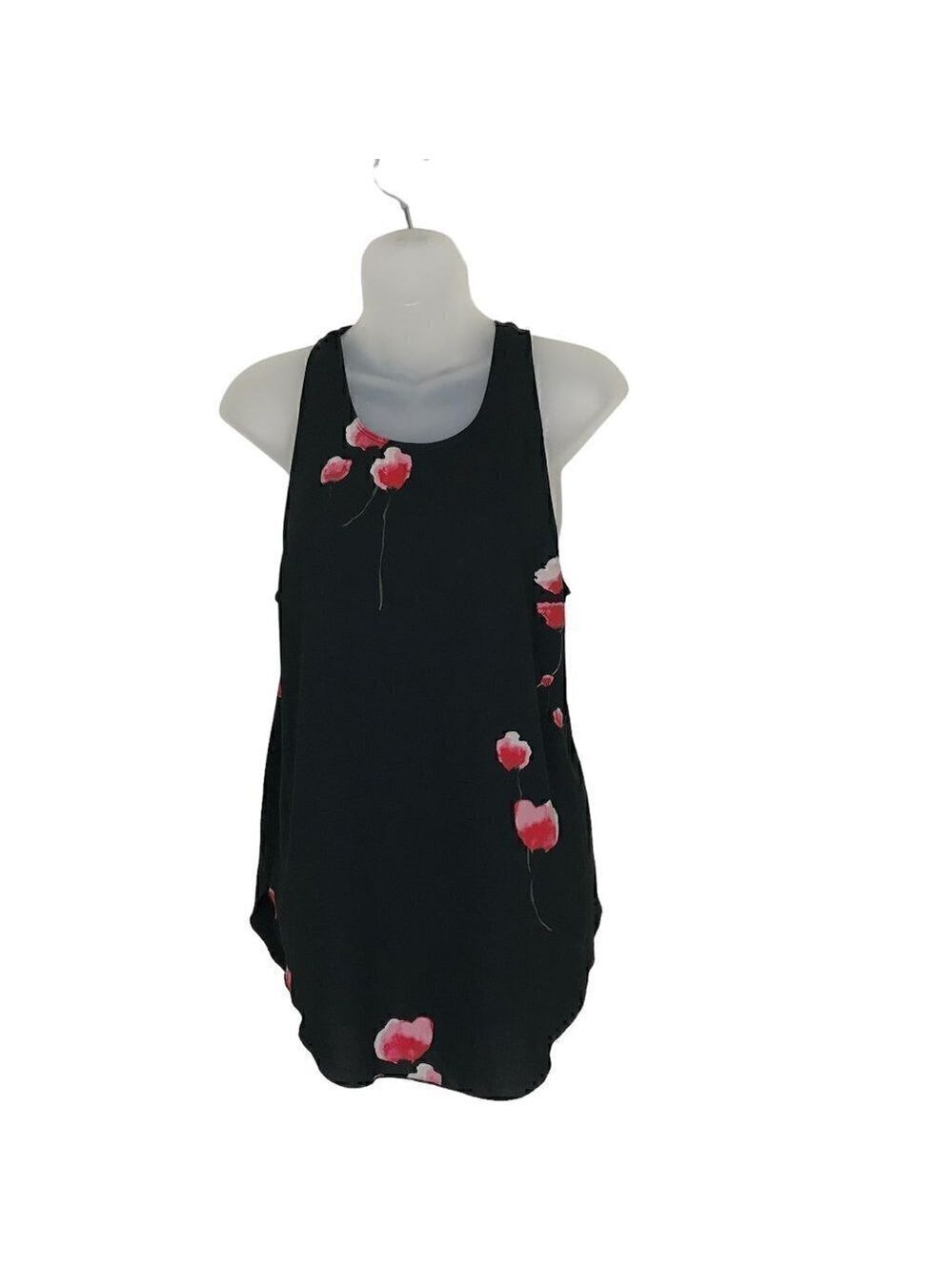 ARITZIA Wilfred Black With Floral Print Extra Long Tank Top Size M